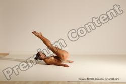 Nude Gymnastic poses Woman White Moving poses Slim long brown Dynamic poses Pinup